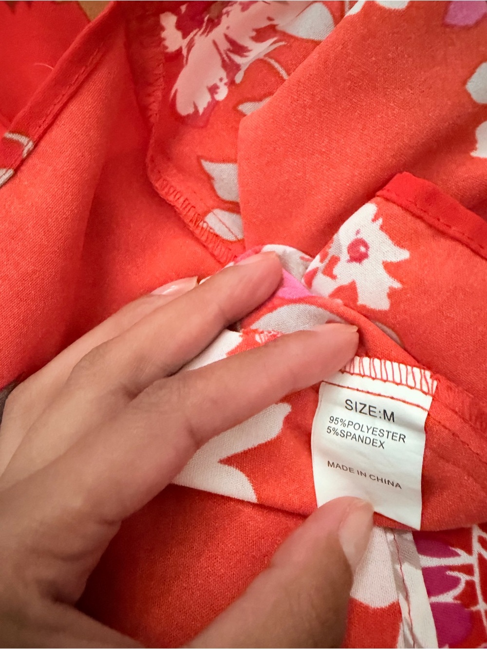 Women’s' Red Floral Button-Front Top - Picture 3 of 4